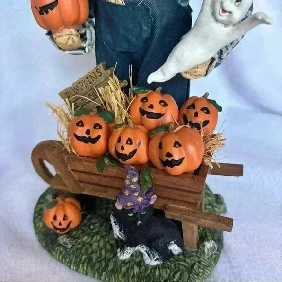 VTG Clothtique Halloween Scarecrow and Witch 13” Fabric Mache Figurines - Picture 3 of 13